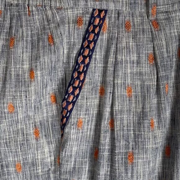 Anthropologie Ollari Sz S Tapered Jacquard Pants Cuffed Gray Orange Aztec Boho - Picture 3 of 7